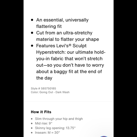 Levi’s Mid Rise Jeans - Picture 7 of 9